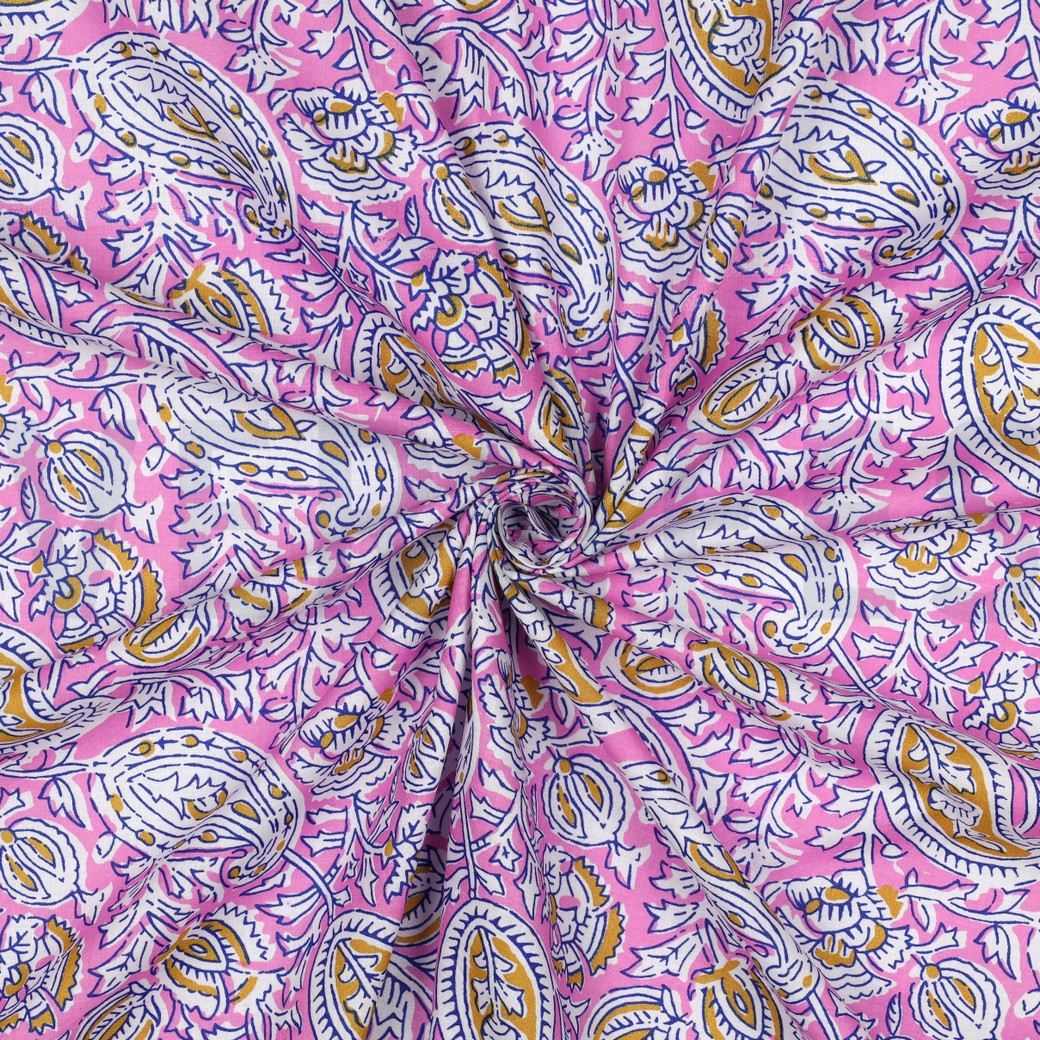 COTON IMPRIMÉ BLOCK FAIT MAIN PAISLEY ROSE #7