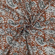 HANDGEMAAKTE BLOKPRINT KATOEN PAISLEY COGNAC (thumbnail) #3