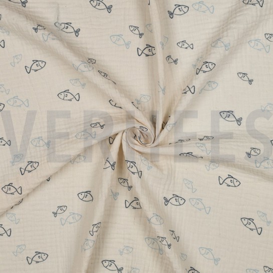 DOUBLE GAUZE GOTS NATURAL FISH NATURAL #7