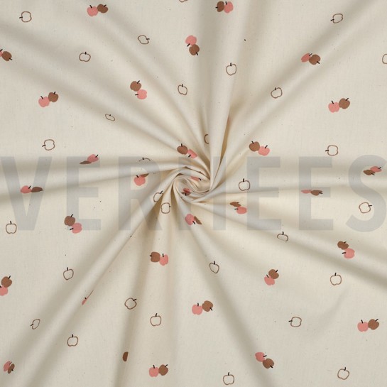 BAUMWOLLE POPELINE GOTS NATURAL ÄPFEL NATUR #7