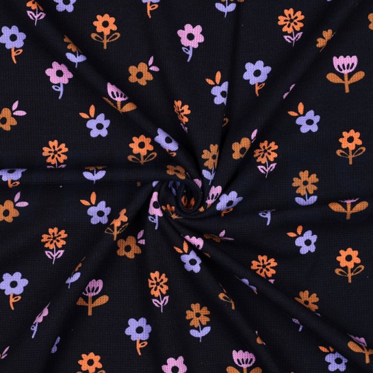 WAFFLE JERSEY FLOWERS NAVY #7