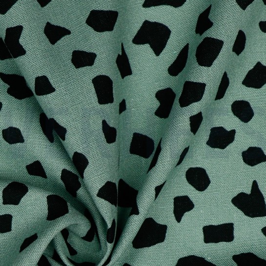 LINEN VISCOSE WASHED DOTS OLD GREEN #7