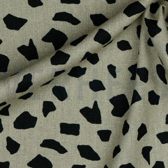 LINEN VISCOSE WASHED DOTS TAUPE #7