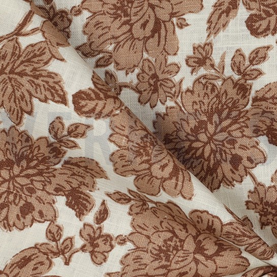 LIN LAVÉ FLEURS BLANC CASSÉ #7