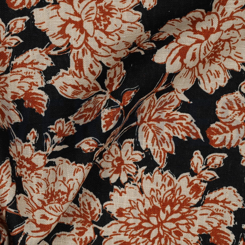 LEINEN GEWASCHEN BLUMEN MARINEBLAU #7