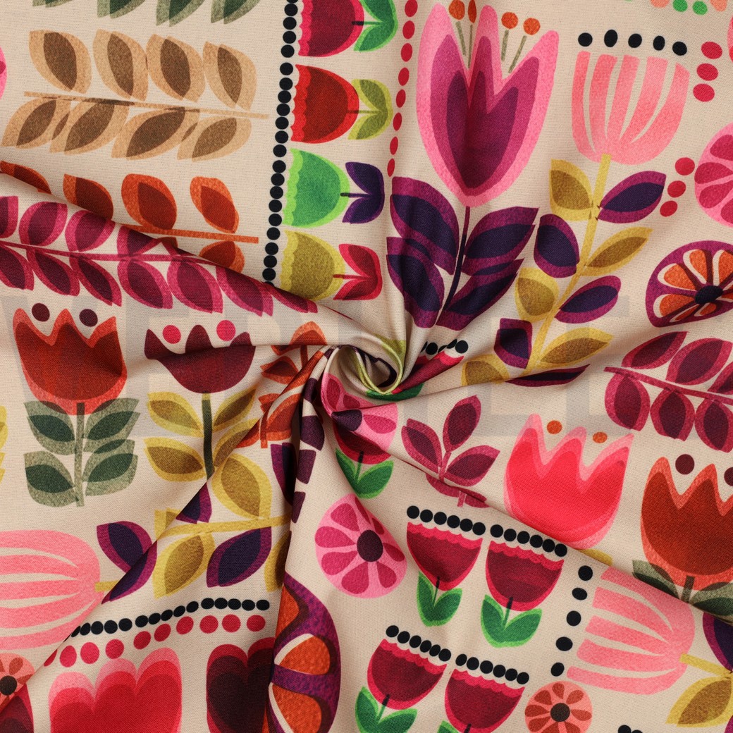 TAFELZEIL DIGITAAL WATERAFSTOTEND BLOEMEN MULTI #7