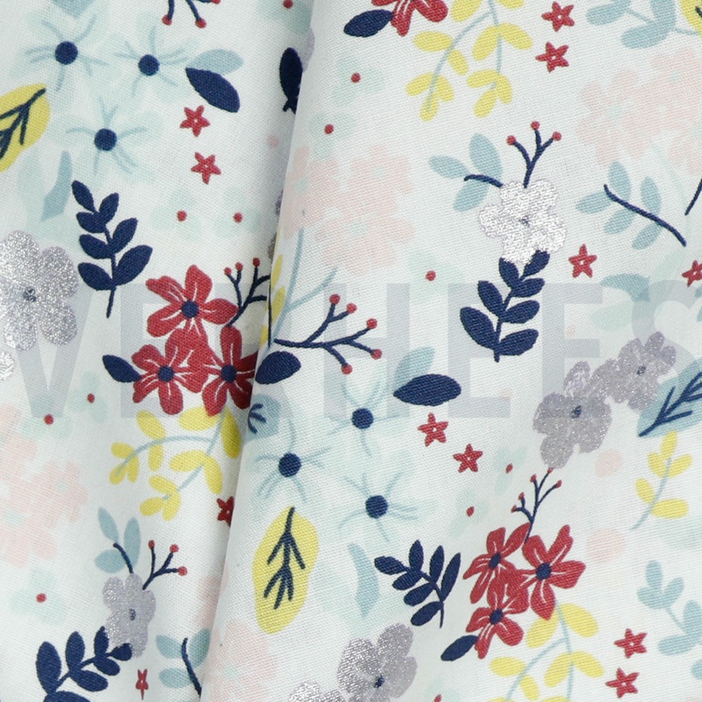 POPLIN GLITTER FLOWERS WHITE #7