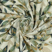 LINEN JERSEY DIGITAL LEAVES OLD GREEN/OCHRE (thumbnail) #3