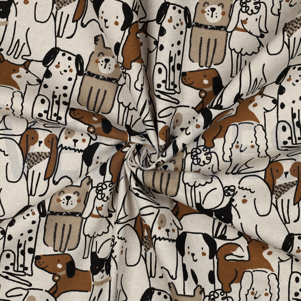 CANVAS LINEN LOOK DOGS NATURAL #7