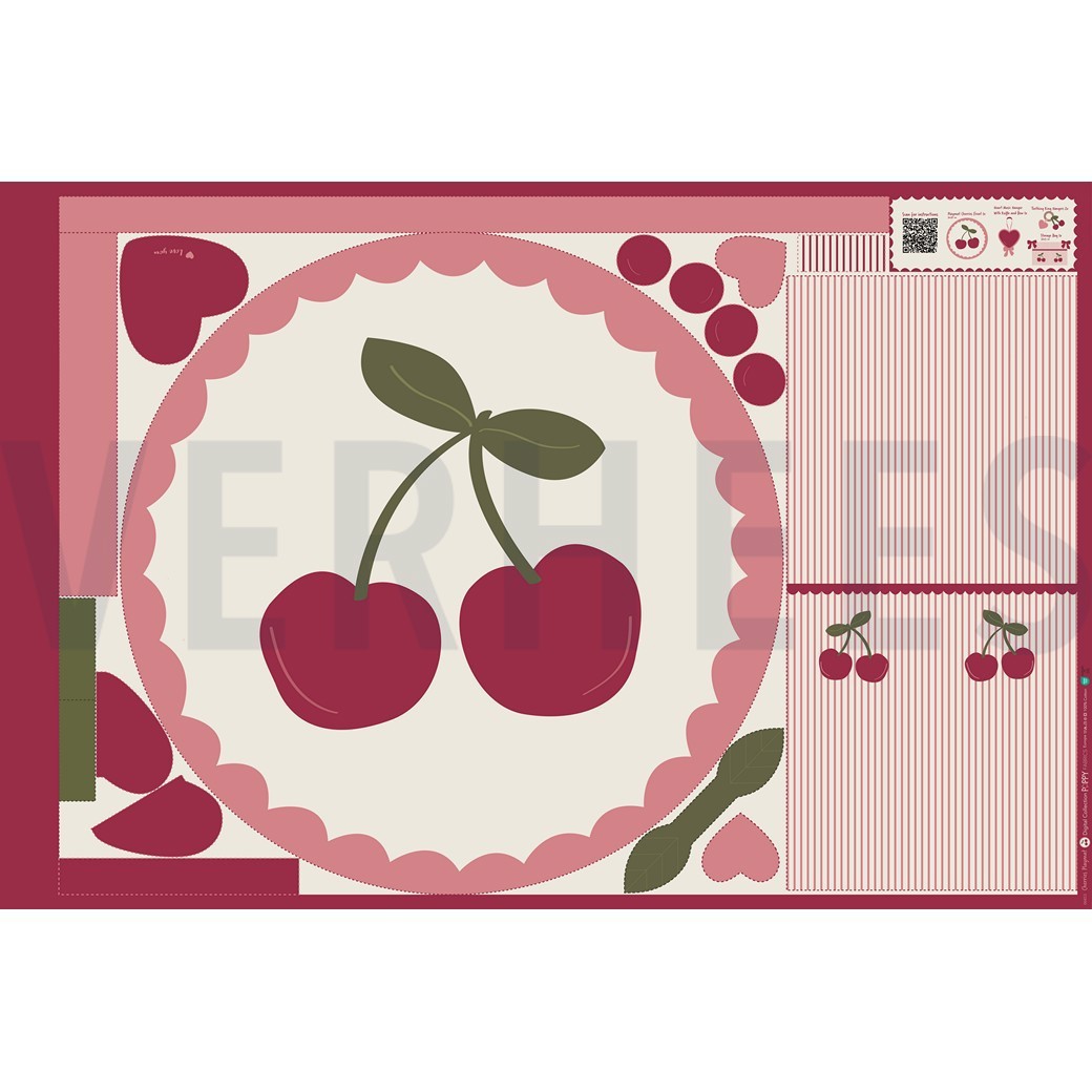 FEIN GEWEBTE BAUMWOLLPOPELINE DIGITAL KIRSCHEN SPIELMATTEN PANEL MAUVE #7