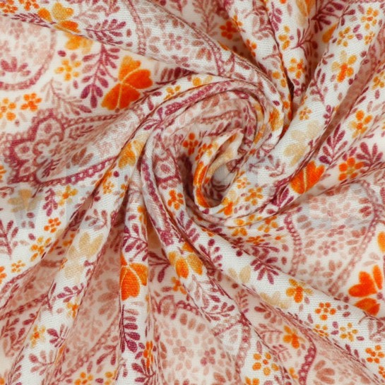 DOUBLE GAZE DE COTON PAISLEY VIEUX ROSÉ PÂLE #7