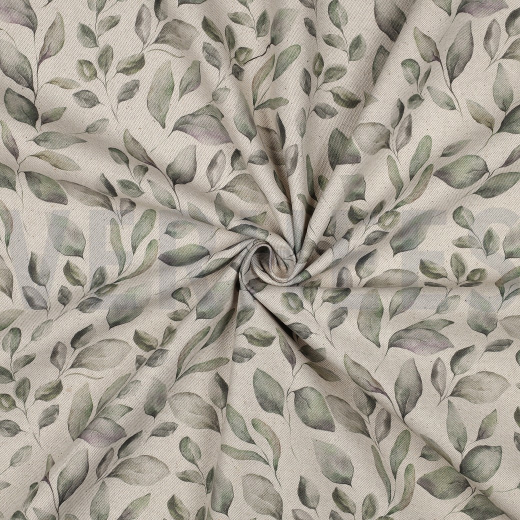 CANVAS LINEN LOOK DIGITAL LEAVES NATURAL #7