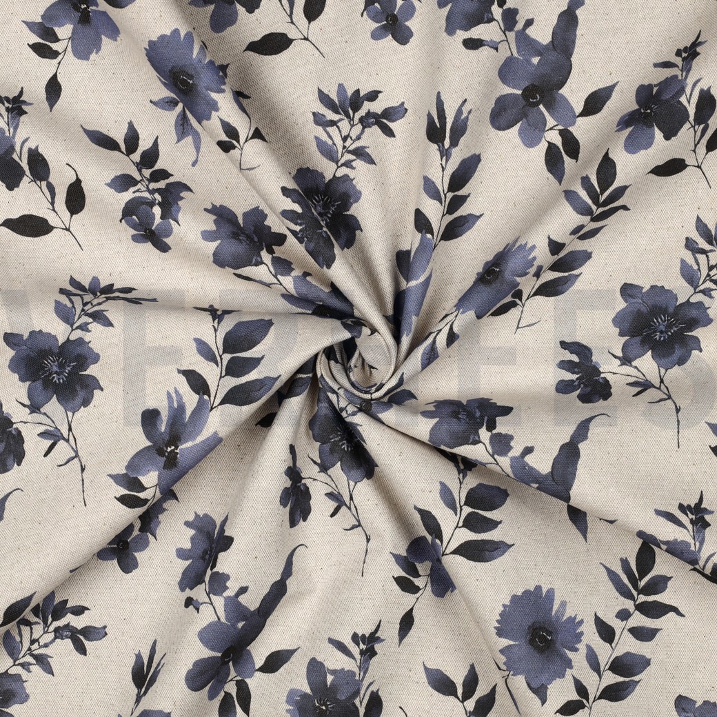 CANVAS LINEN LOOK DIGITAL FLOWERS NATURAL #7