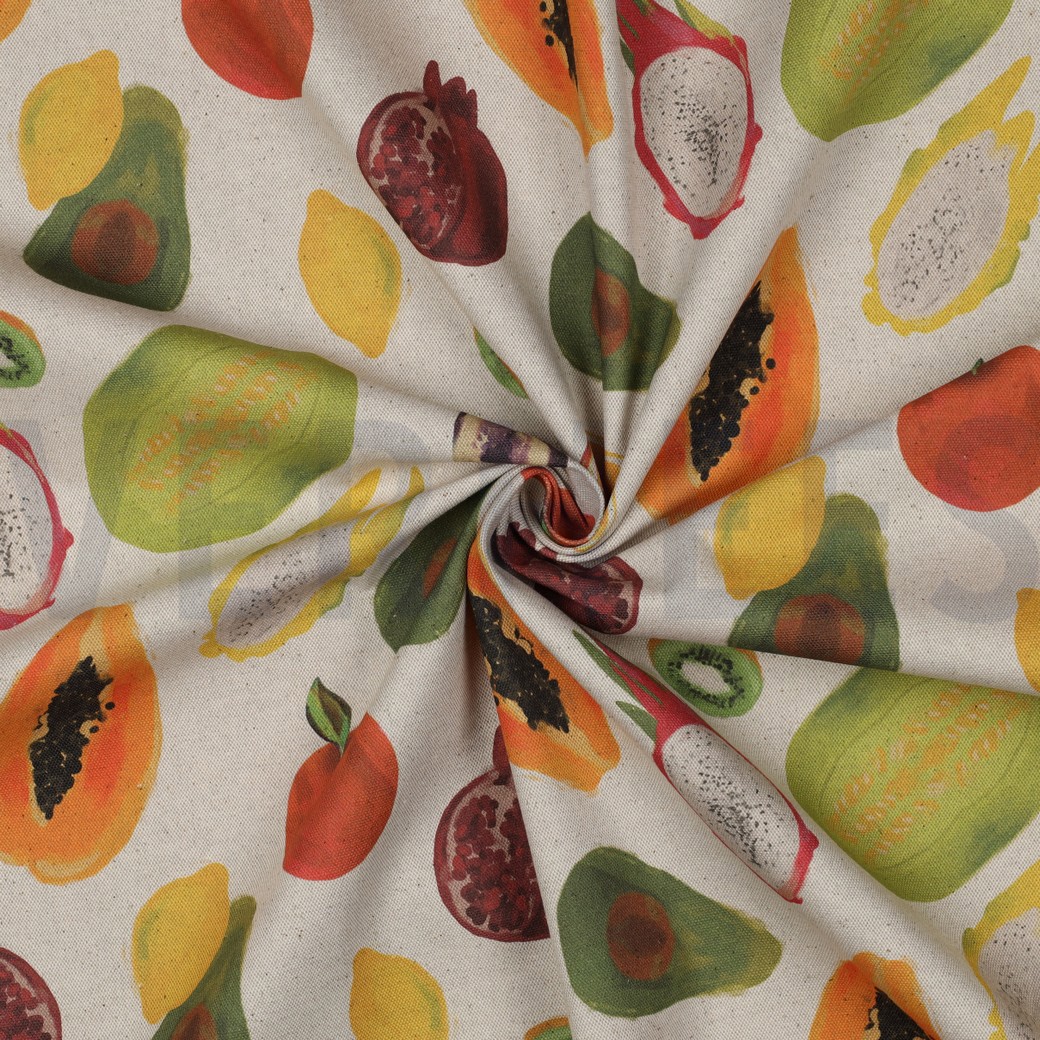 CANVAS LINEN LOOK DIGITAL FRUIT NATURAL #7