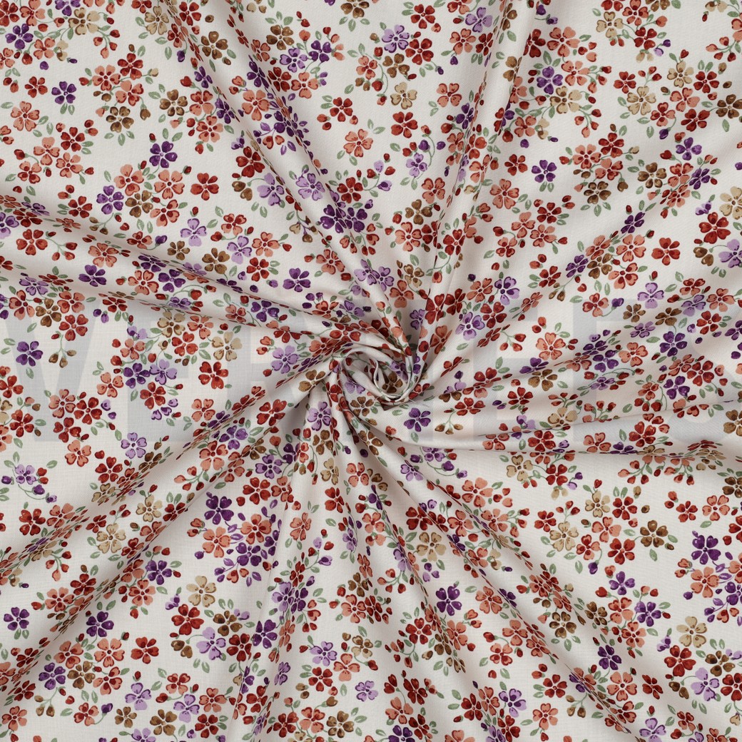 FINE POPLIN DIGITAL FLOWERS OFF WHITE #7