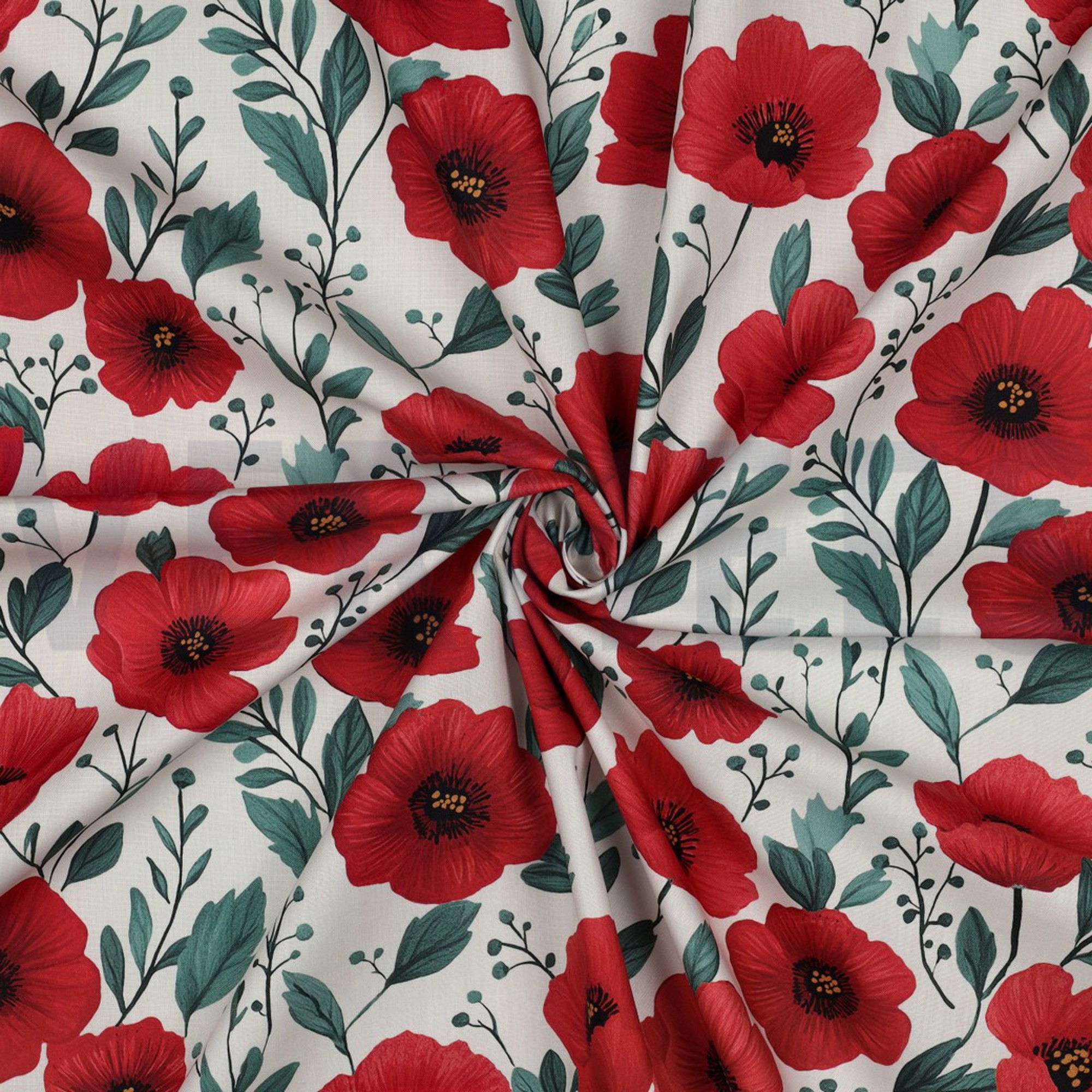 POPELINE DE COTON DIGITAL FLORAISON BLANC CASSÉ (high resolution) #3