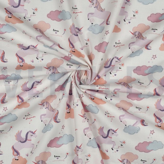 KATOENEN POPLIN EENHOORNS WIT #7