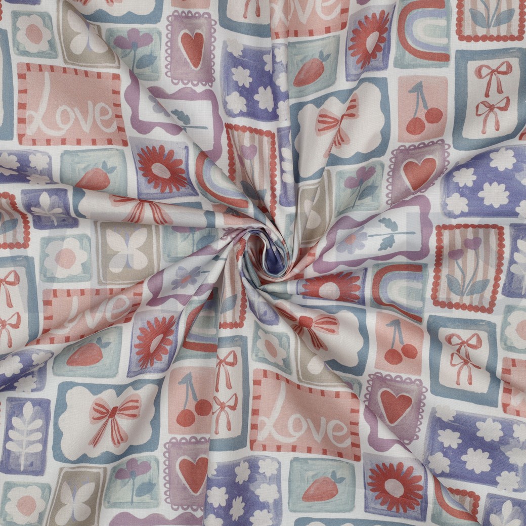 FIJNGEWEVEN KATOENEN POPLIN DIGITAAL PATCHWORK MULTI #7