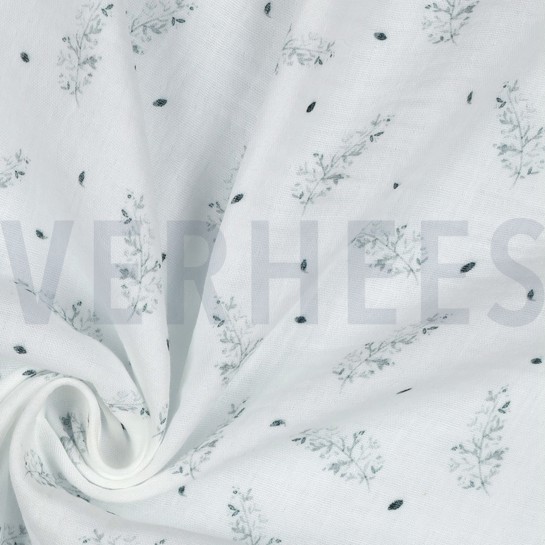 MUSSELIN GOTS DIGITAL WALD WEISS #7