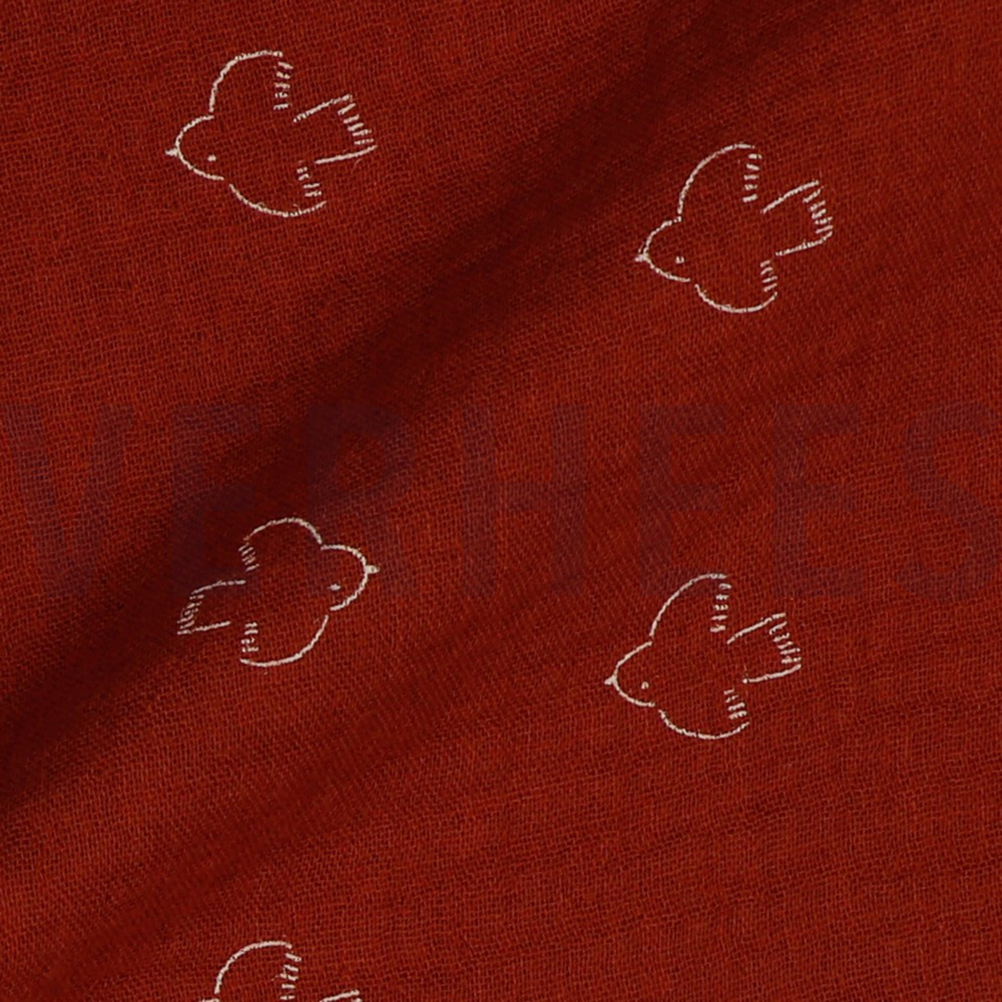 DOUBLE GAZE DE COTON OISEAUX RUST (high resolution) #3