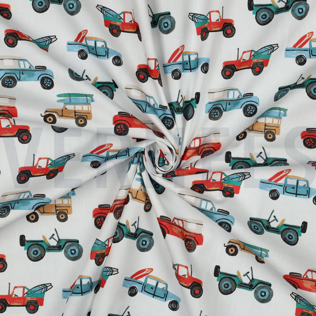 FINE POPLIN DIGITAL CARS WHITE #7