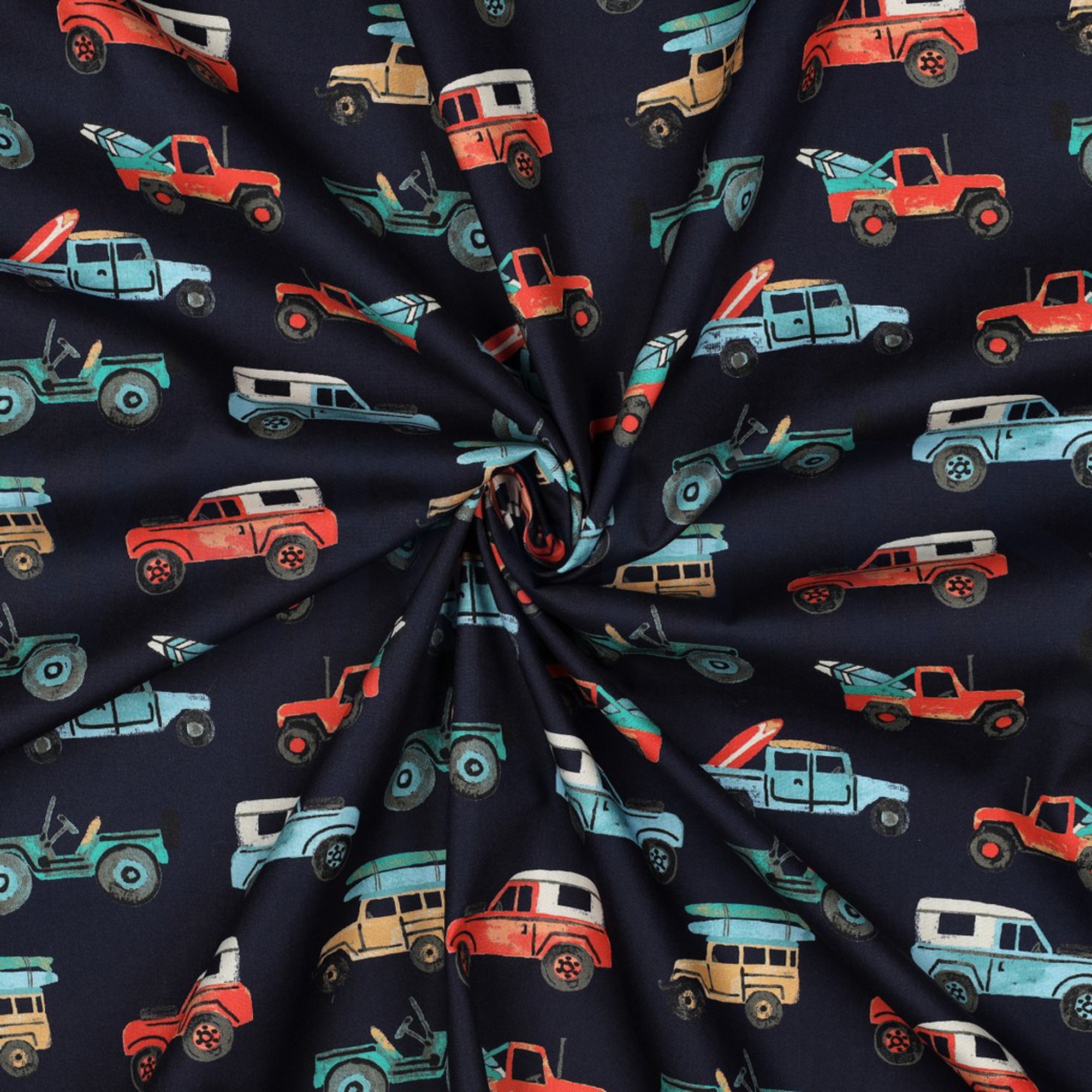KATOENEN POPLIN DIGITAAL AUTO’S MARINEBLAUW (high resolution) #3