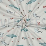 POPELINE DE COTON DIGITAL CÔTE VIE MARINE BLANC CASSÉ (thumbnail) #3