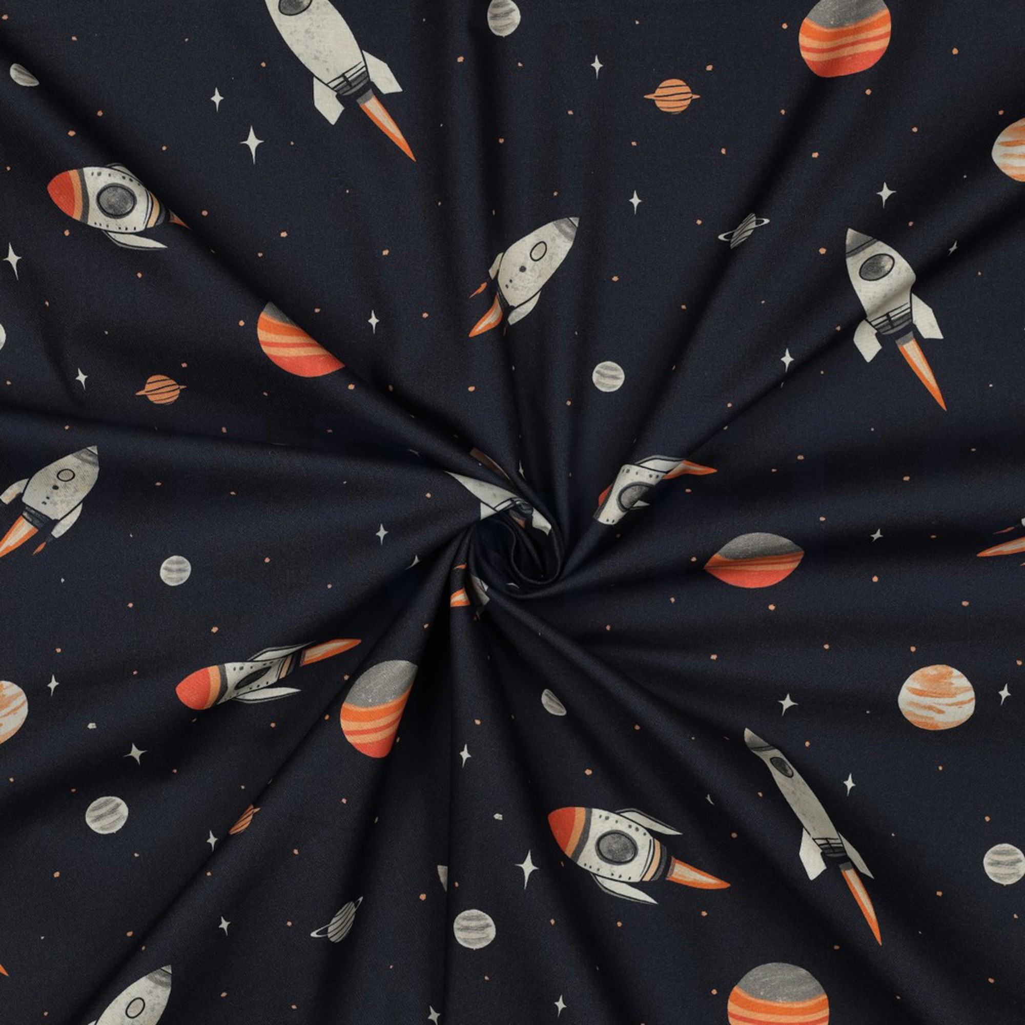 POPELINE DE COTON DIGITAL ESPACE BLEU MARINE (high resolution) #3