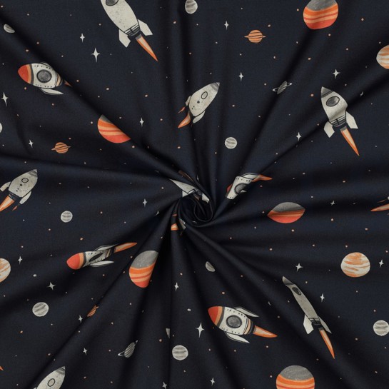 POPELINE DE COTON DIGITAL ESPACE BLEU MARINE #7