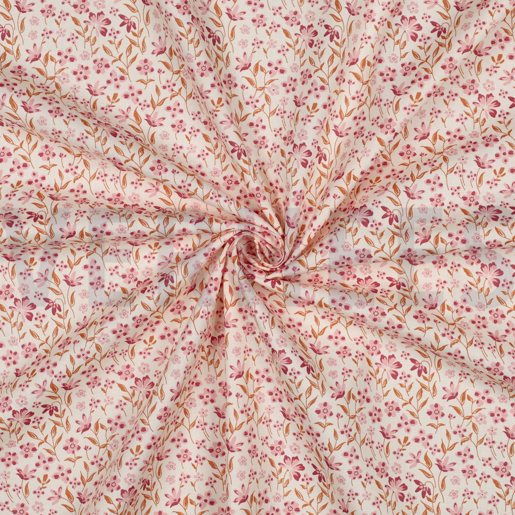 FINE POPLIN FLOWERS PINK #7