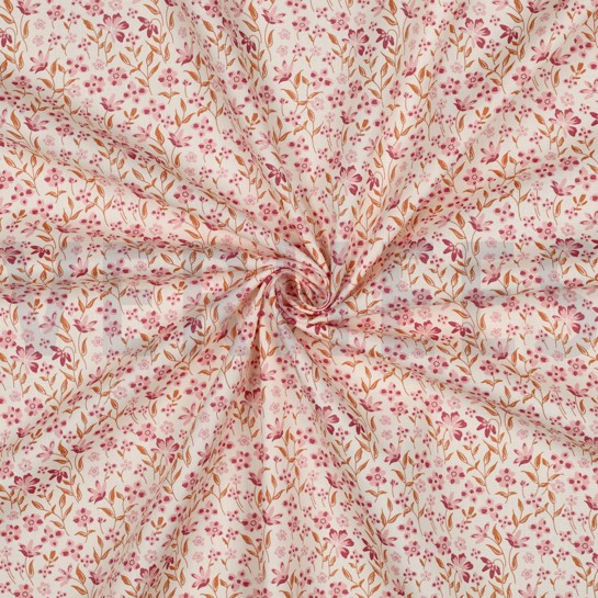 BAUMWOLLE POPELINE BLUMEN ROSA #7