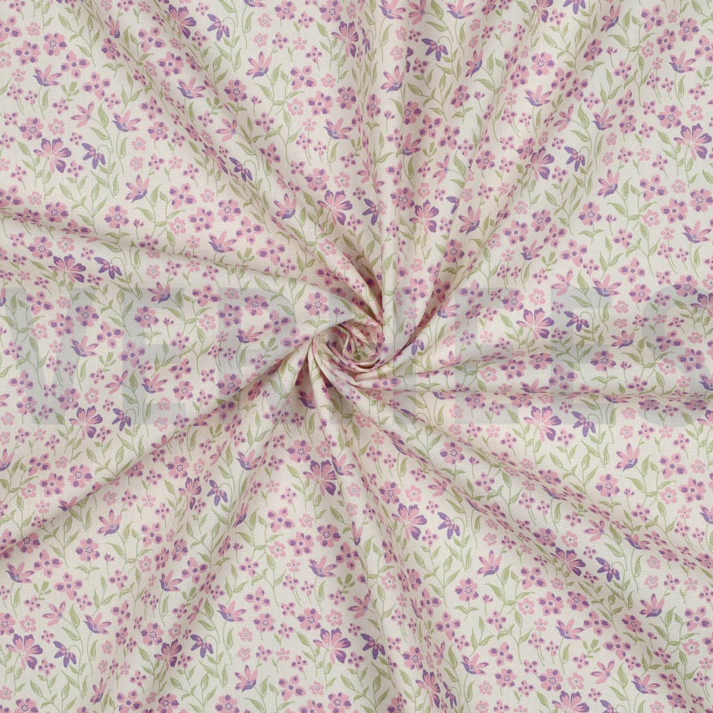 FINE POPLIN FLOWERS PURPLE #7