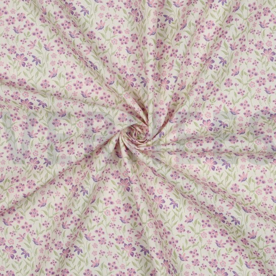 BAUMWOLLE POPELINE BLUMEN LILA/VIOLETT #7