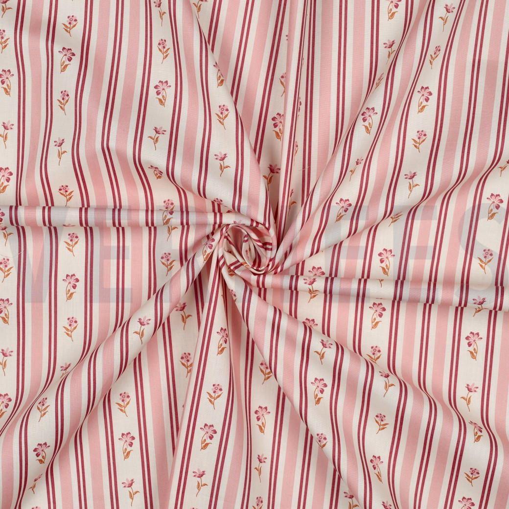 FINE POPLIN FLOWERS PINK #7