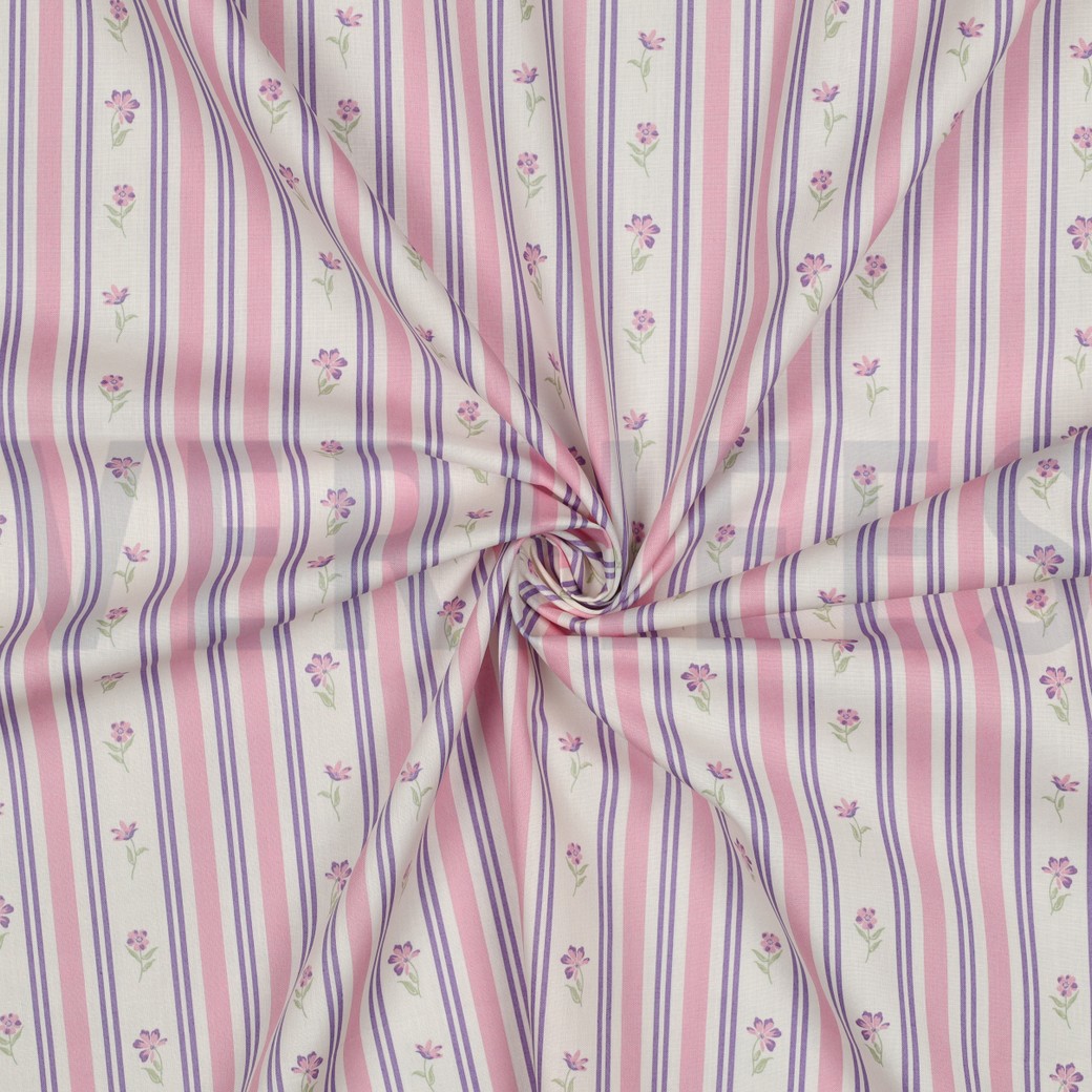 FINE POPLIN FLOWERS PURPLE #7