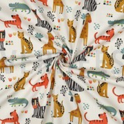 BAUMWOLLE POPELINE DIGITAL SAFARITIEREN GEBROCHEN WEISS (thumbnail) #3