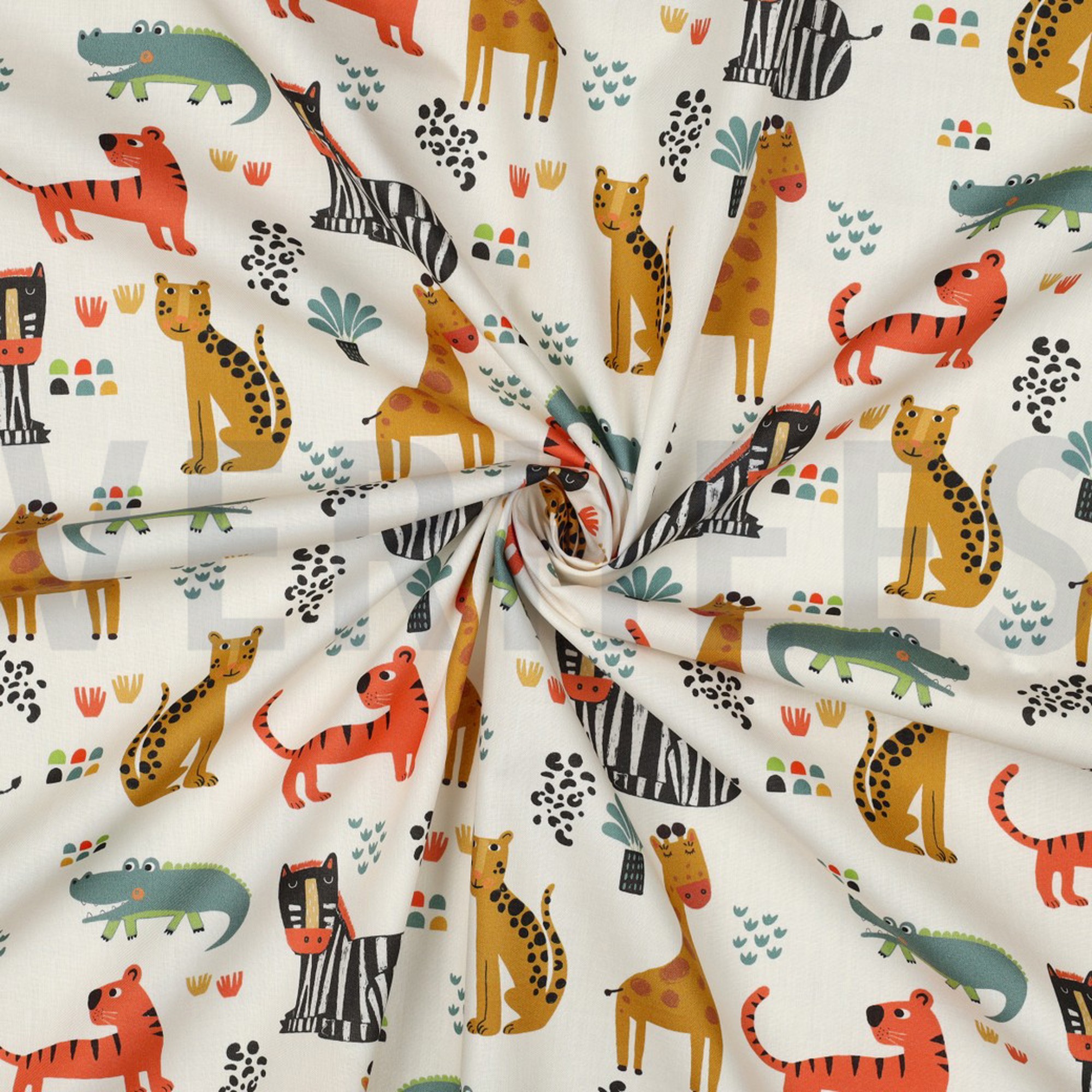 BAUMWOLLE POPELINE DIGITAL SAFARITIEREN GEBROCHEN WEISS (high resolution) #3
