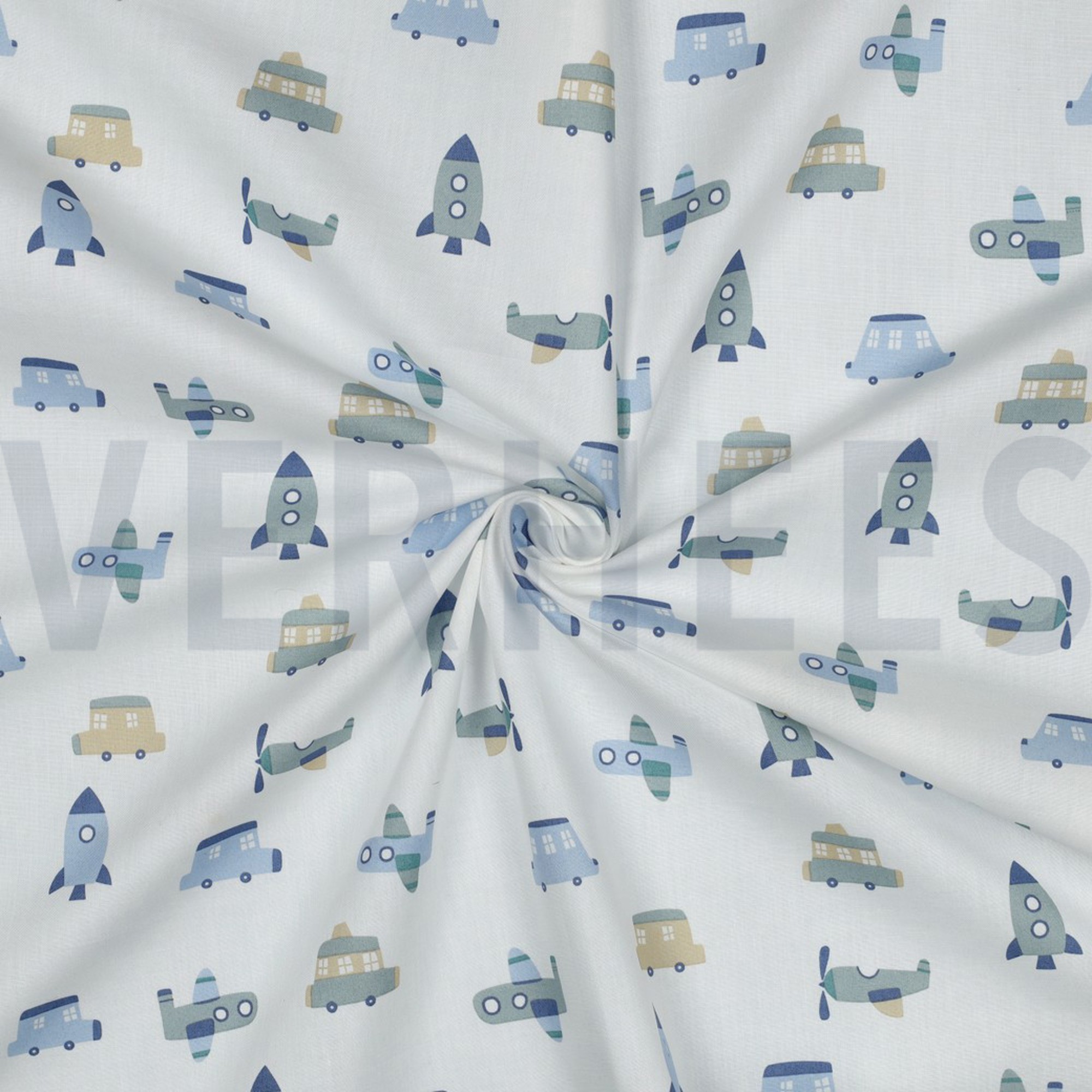 KATOENEN POPLIN VOERTUIGEN WIT (high resolution) #3