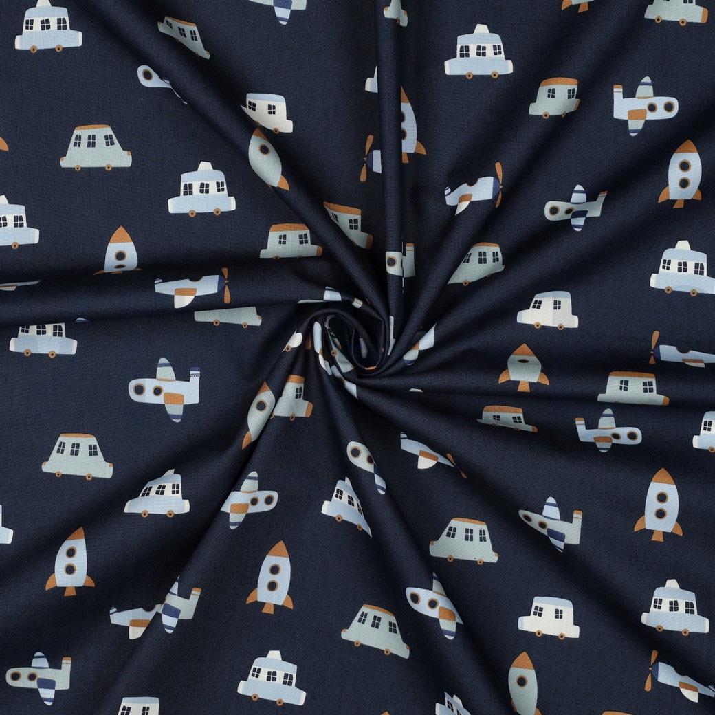 FINE POPLIN VEHICLES NAVY #7