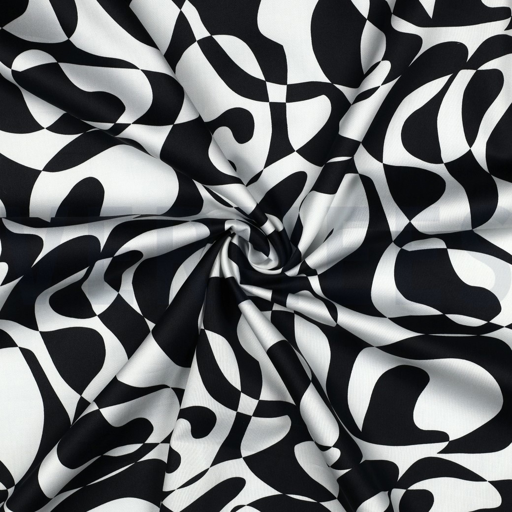 BAUMWOLLE SATIN ABSTRACT SCHWARZ #7