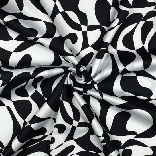COTON SATIN ABSTRACT NOIR #7
