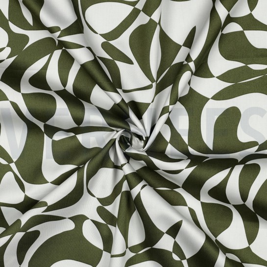 BAUMWOLLE SATIN ABSTRACT ARMEEGRÜN #7