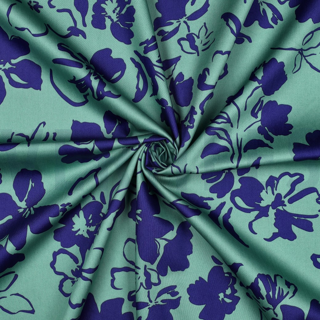 COTON SATIN FLEURS SAUGE #7