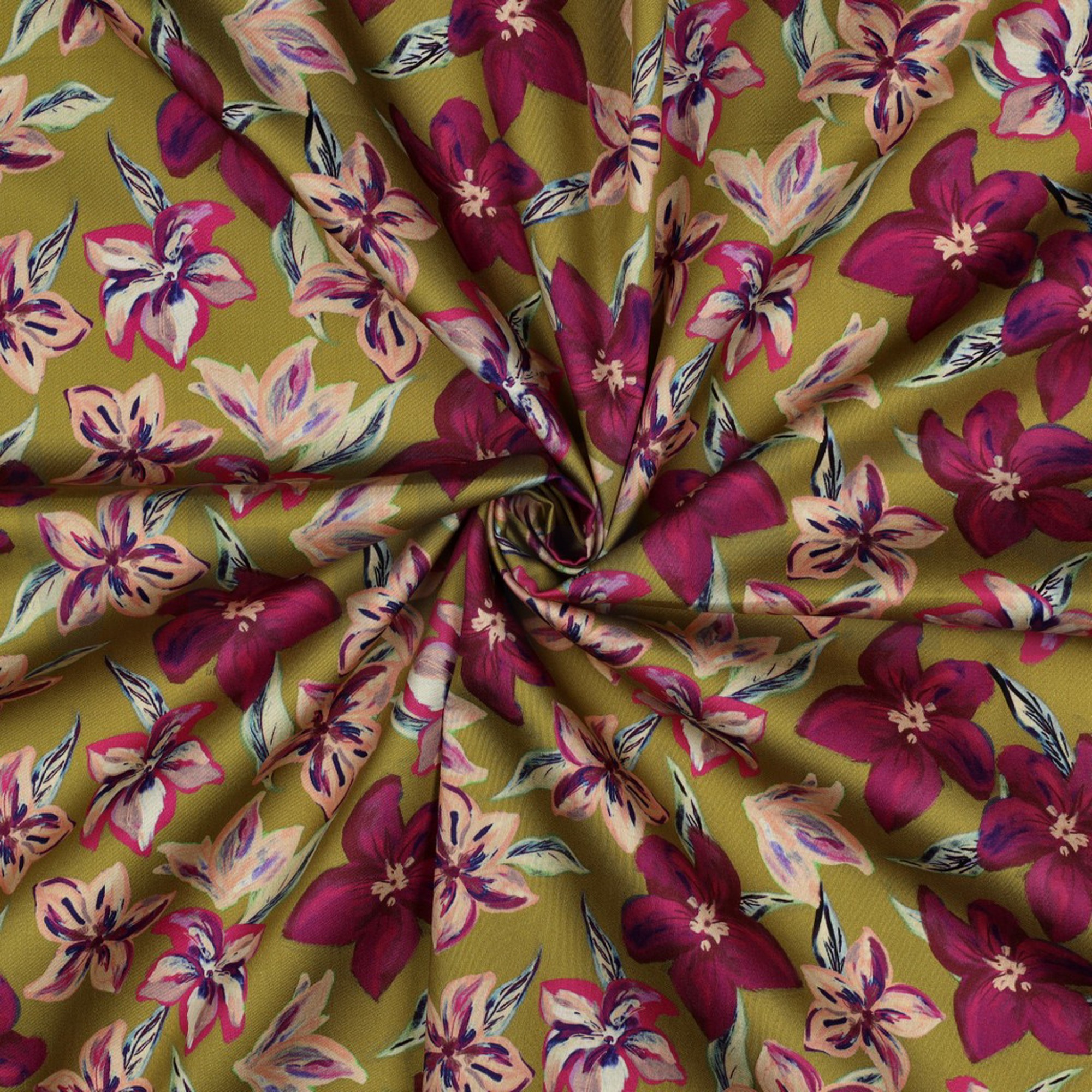 COTON SATIN DIGITAL FLEURS OCRE (high resolution) #3