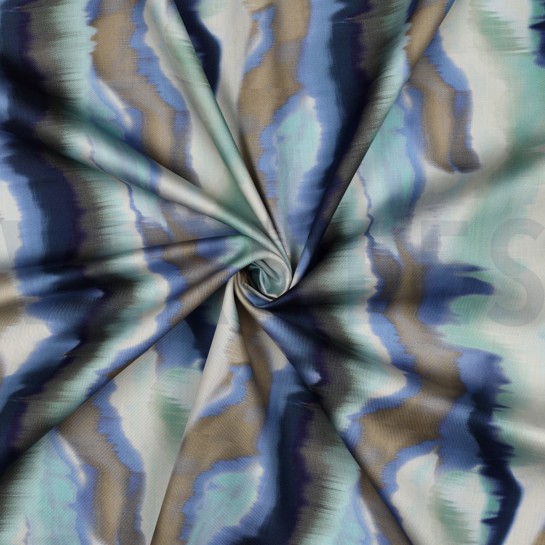 COTON SATIN DIGITAL RAYURES BLEU #7