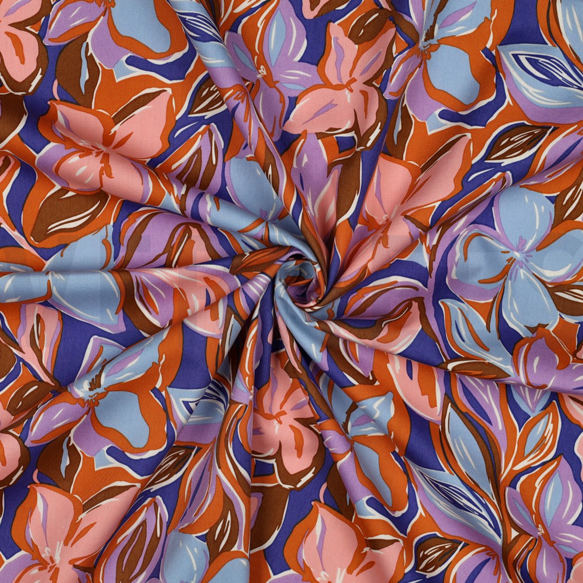 COTTON VISCOSE FLOWERS DARK PETROL (high resolution) #3