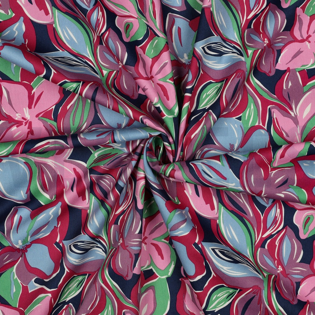 COTON VISCOSE FLEURS VERT #7