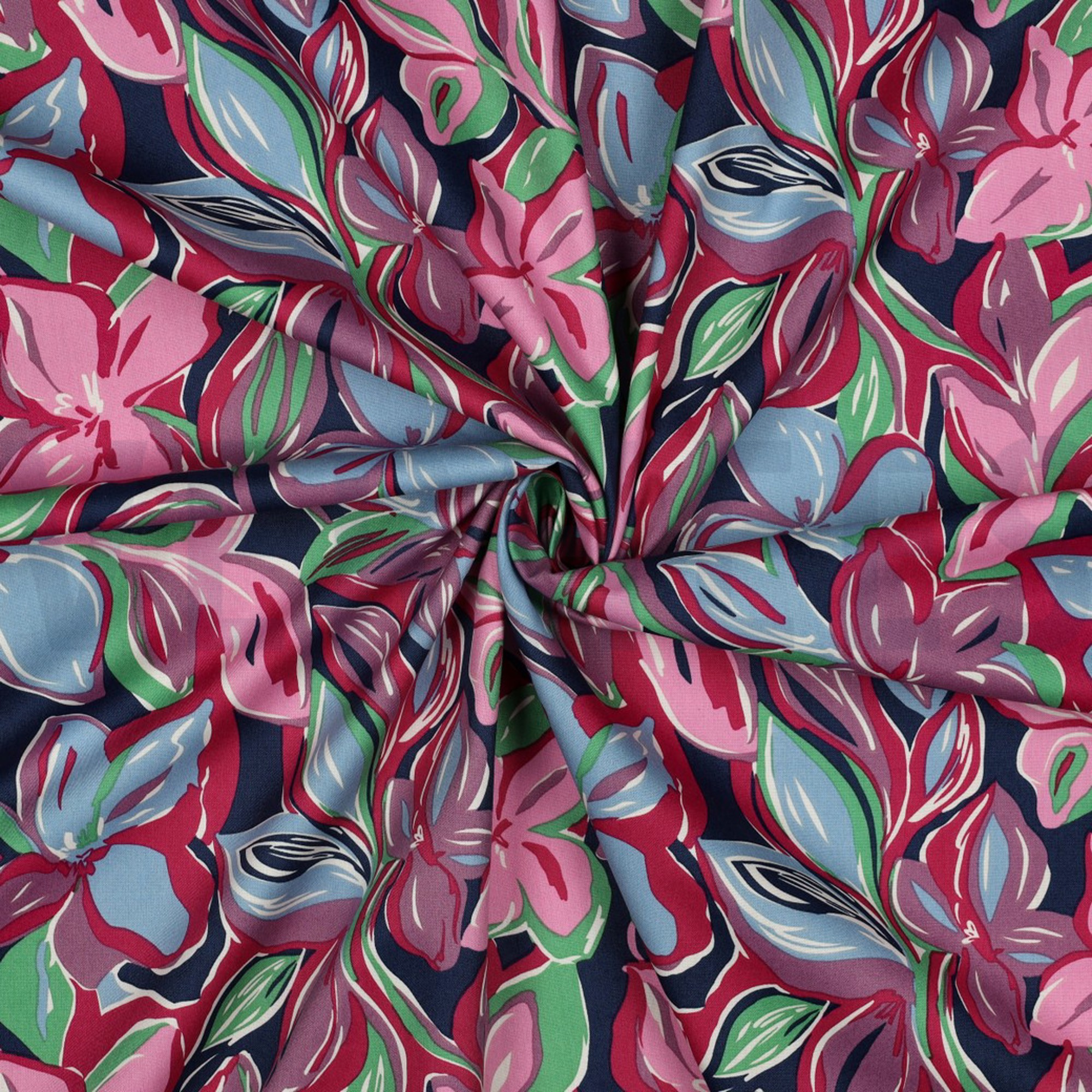 COTON VISCOSE FLEURS VERT (high resolution) #3