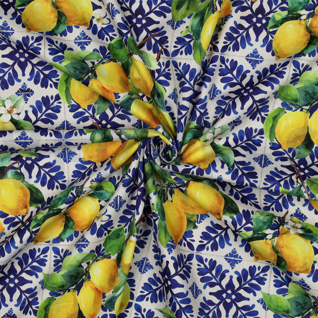 KATOEN VISCOSE DIGITAAL CITROENEN BLAUW #7