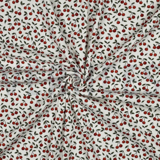 RIB JERSEY DIGITAL CHERRIES OFFWHITE #7